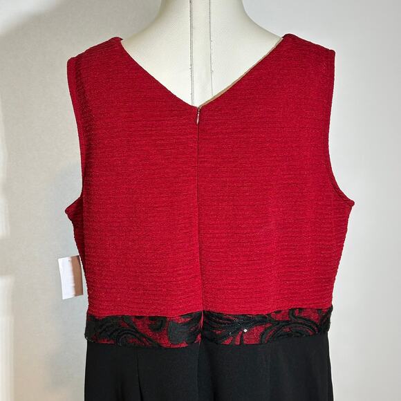 NWT Maya Brooke Red/Black 2 Piece Dress Suit Lace Trim Blazer Set Womens Size 16 - Picture 10 of 16